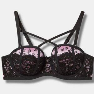 NWT Torrid 38DD Bombshell Everyday Strapless Push-Up Bra floral mauve mist
